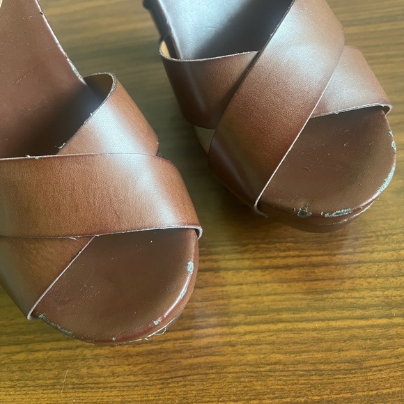 Guess Brown Leather Wooden Heels - Picture 6 of 7